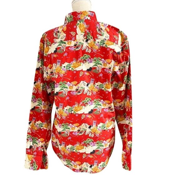 NAKED & FAMOUS JAPAN TSURU FESTIVAL CAMP BUTTON DOWN SHIRT - M - Picture 3 of 10